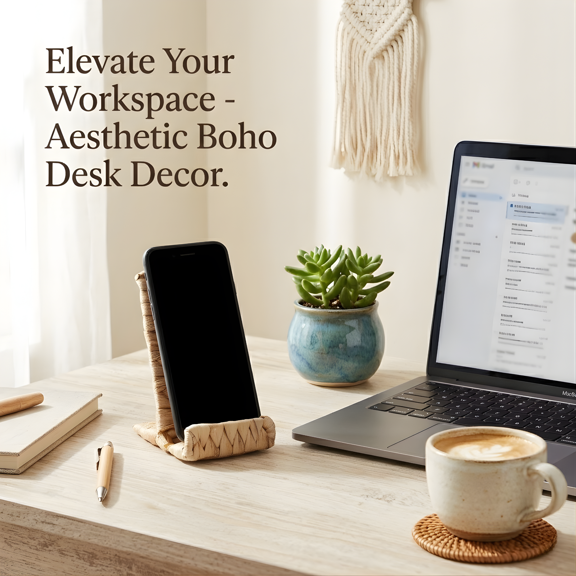 Hylara Wicker Phone Stand for Desk