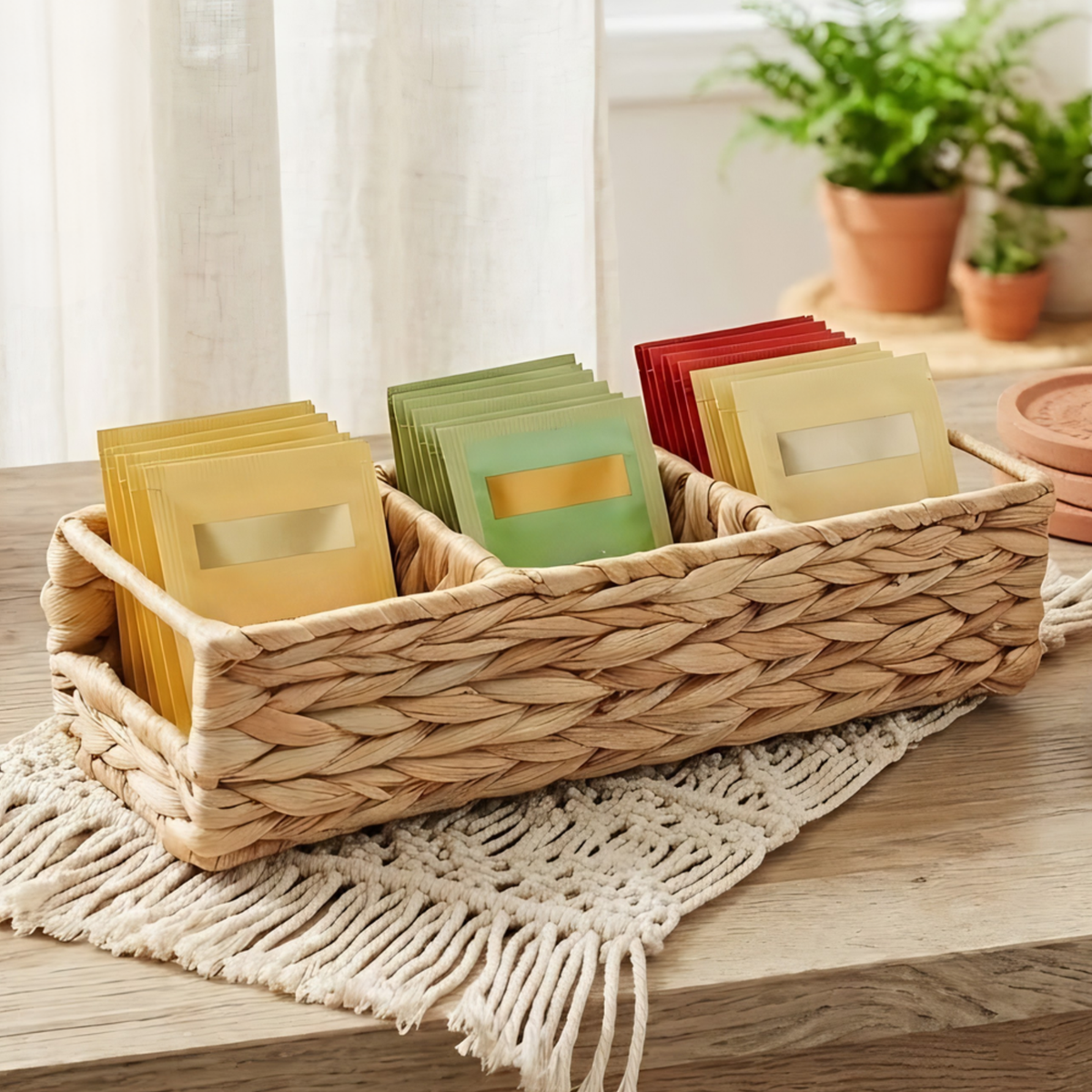 Triluxe Wicker Tea Bag Organizer