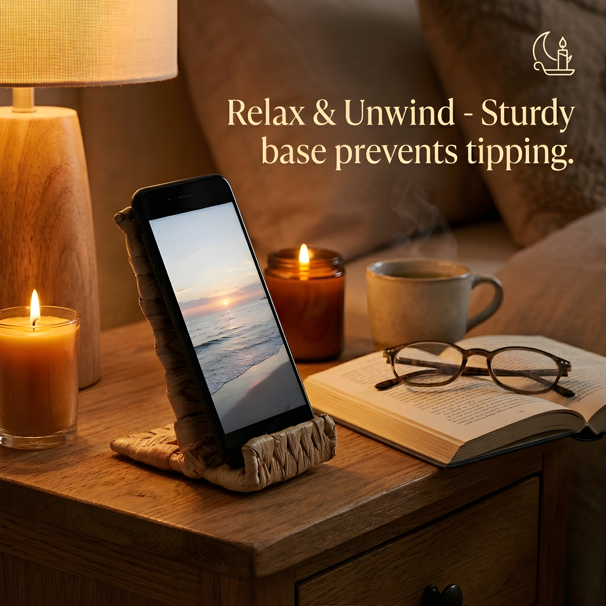 Hylara Wicker Phone Stand for Desk