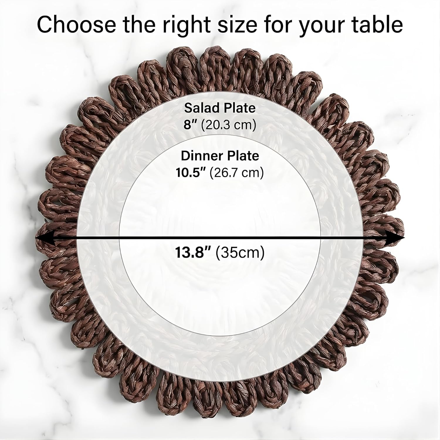 Circorn 13.8" Flower Woven Placemats Set of 4 - Earthy Brown Corn Husk Table Mats | Rustic Boho Charger Plates for Dining Table, Wall Decor | Heat Resistant Farmhouse Place Mats for Holidays