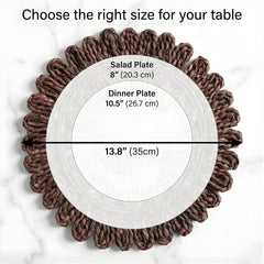 Circorn 13.8" Flower Woven Placemats Set of 4 - Earthy Brown Corn Husk Table Mats | Rustic Boho Charger Plates for Dining Table, Wall Decor | Heat Resistant Farmhouse Place Mats for Holidays