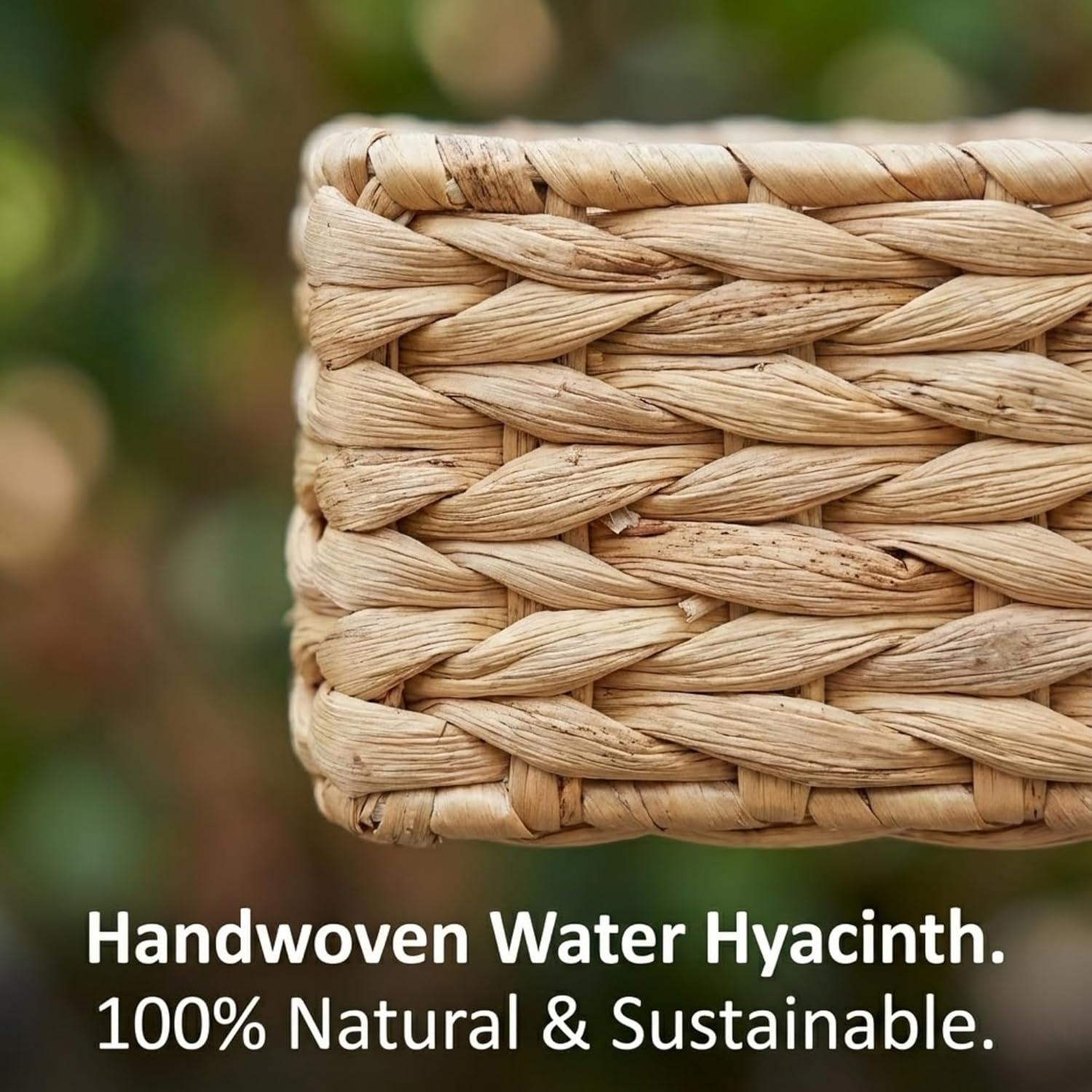 Triluxe Wicker Tea Bag Organizer, 3-Compartment Water Hyacinth Tea Holder for Countertop, Compact Tea Caddy & Sugar Packet Holder for Tea Station