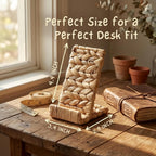 Ahyra Wicker Cell Phone Stand for Desk, Sturdy Tablet & E-Reader Holder, Handcrafted Woven Art Piece, Scratch-Free Cradle, Boho Desk Decor | A Valentine’s Gift Woven with Heart from Vietnam