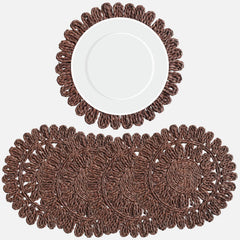 Circorn 13.8" Flower Woven Placemats Set of 4 - Earthy Brown Corn Husk Table Mats | Rustic Boho Charger Plates for Dining Table, Wall Decor | Heat Resistant Farmhouse Place Mats for Holidays