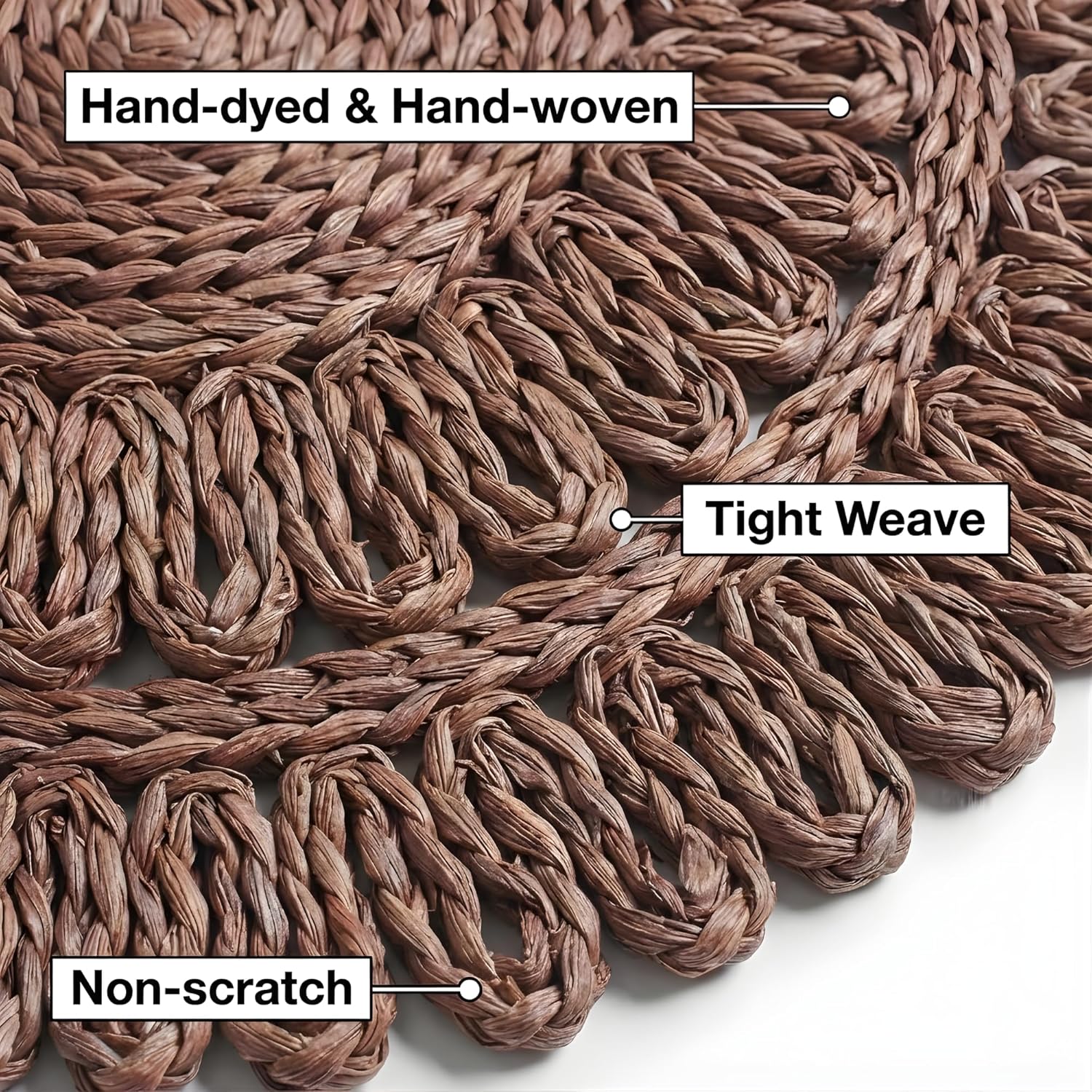 Circorn 13.8" Flower Woven Placemats Set of 4 - Earthy Brown Corn Husk Table Mats | Rustic Boho Charger Plates for Dining Table, Wall Decor | Heat Resistant Farmhouse Place Mats for Holidays